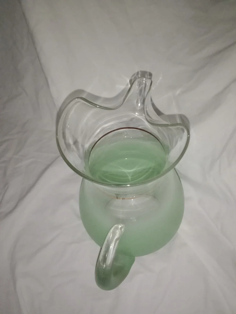 Vintage Blendo Seafoam Green Glass Pitcher 10 1/8